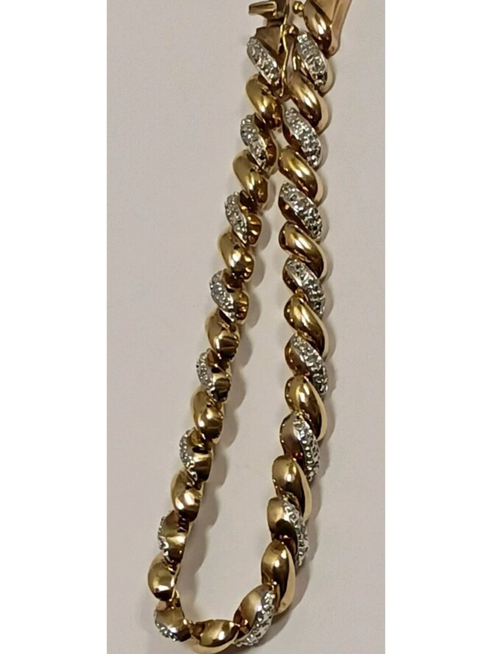 Vintage Estate PAJ 925 Sterling Silver Diamond Gold Tone Tennis Bracelet 7.5"